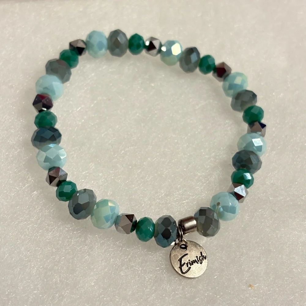 Erimish Glass Beaded Bracelet Multi Tone Blue Preowned